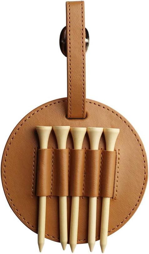 Myartte Golf Tee Holder with Wood Golf Tees, Luxury Leather Gift for Golfer Men Women