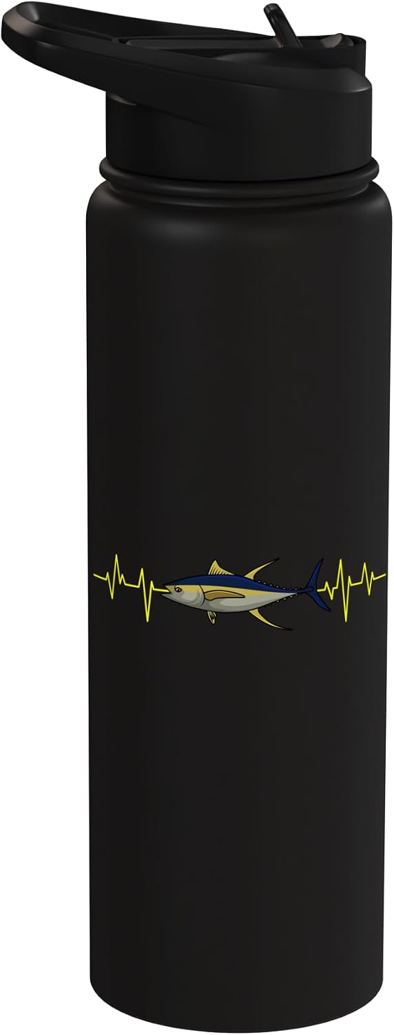 Fishing Tuna Heartbeat Apparel Fishing Tuna Heartbeat Fisherman Angler Fisher Saltwater Stainless Steel Insulated Water Bottle