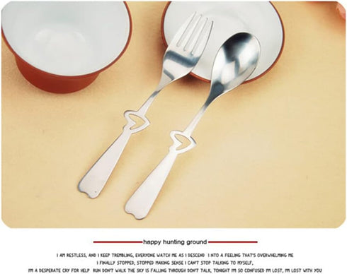 OSALADI Stainless Steel Flatware Set, Hollow Heart Spoon Fork, Portable Travel Camping Cutlery, Random Style