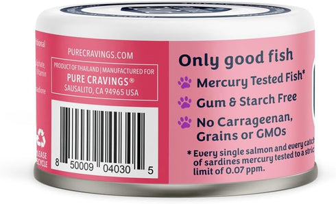 Salmon and Sardine Pate, Canned Wet Cat Food, 100% Mercury-Tested, Grain-Free Protein, Non-GMO, 12 Pack