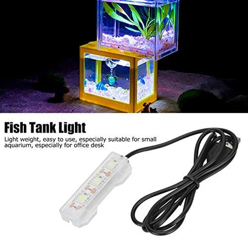 LED Aquarium Light, USB Charging Waterproof Light for Freshwater Fish Tank, 2.4X0.8 Inch