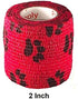 Vet Wrap Tape (Red with Paws) (2 Pack) (4 Inch x 15 feet) Self Adhesive Cohesive Flex Bandage for Pets