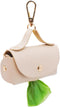 Leather Poop Bag Holder Dispenser for Leash, Portable Reusable Dog Poop Bag Holder for Walking and Outdoor (Beige)