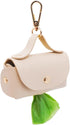 Leather Poop Bag Holder Dispenser for Leash, Portable Reusable Dog Poop Bag Holder for Walking and Outdoor (Beige)