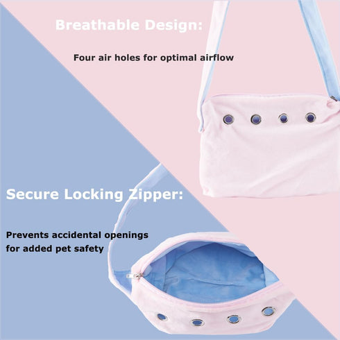 Set) Meow&Woof Sugar Glider Bonding Pouch Bundle Small Pet Carrier Bag Sling with Strap (Blue + Pink Critter Cuddler