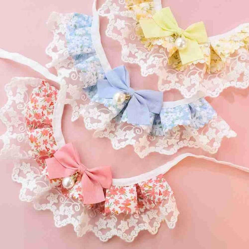 Pet Pink Adjustable Collar Dog Detachable Lace Neckerchief Cat Scarf Accessories Puppy String Bib for Small Medium Pet, Neck 9.84-11.81 Inches(M,pink)