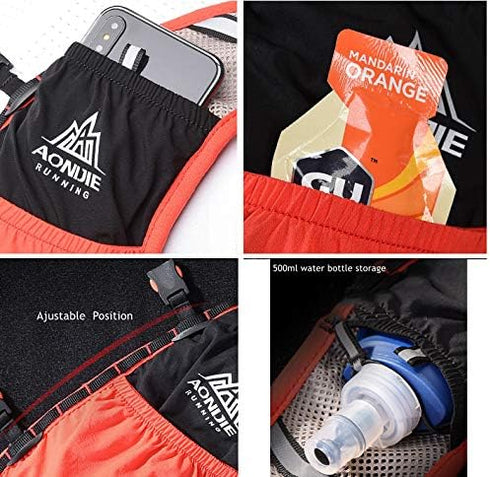 Lovtour Hydration Race Vest, Lightweight 2.5L Pack with 2 Soft Water Bottles for Running, Cycling, Hiking (Orange, S-M)