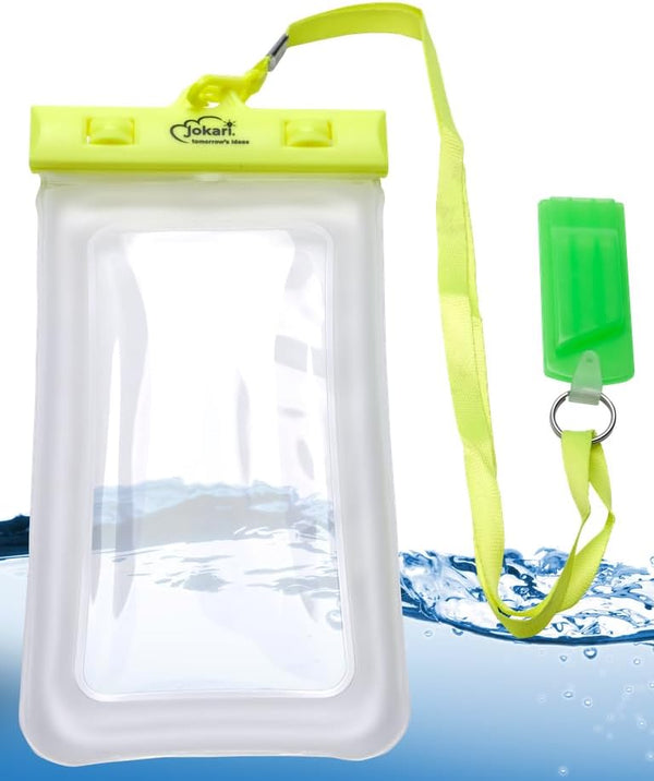 Jokari Waterproof Floating Phone Case with Neck Strap, Emergency Whistle, Touchscreen Use, Keep Phone Dry on Boating