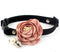 Peony Flower Cat Dog Collar Bow Tie - Suede Puppy Necklace with Bell Pearl, Adjustable Handmade (Pink, Size S)