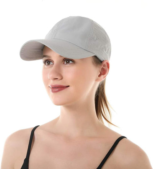 Womens Criss Cross Ponytail Hat, Quick Drying Baseball Cap with UV Protection