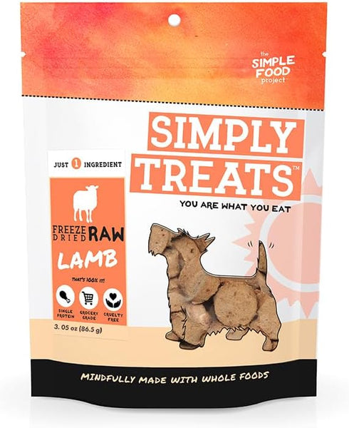 The Simple Food Project Freeze Dried Raw Dog Treats Grain Free, All Natural, with Just 1 Ingredient Lamb for Dogs Use As Training Treats for Puppies, Small, Medium, Or Large Dogs