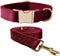 Soft Velvet Dog Collar and Leash Set, Adjustable Durable Pet Collars with Heavy Duty Metal Buckle for Small Medium
