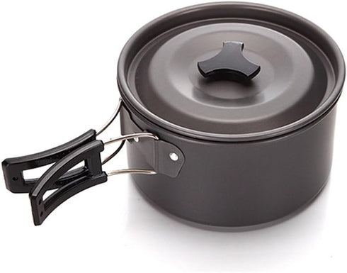 Lightweight 4-5 Person Camping Cookware - 4 Piece Pan Pot Set for Outdoor Activities
