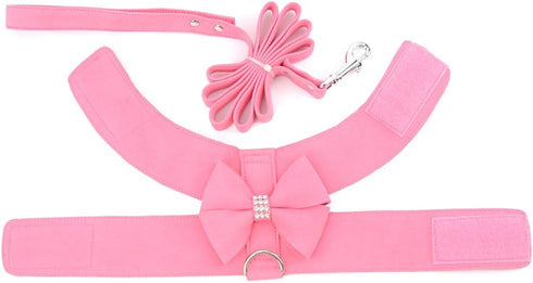 Ranphy Dog Harness and Matching Leash Set, Adjustable Bling Rhinestone No-Pull Puppy Vest for Yorkie Chihuahua Small
