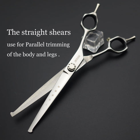 7 inches Set Set 4 1 Safe Dog Grooming Scissors with Round Tip,Straight & Thinning & Curved Shears with comb for Dog