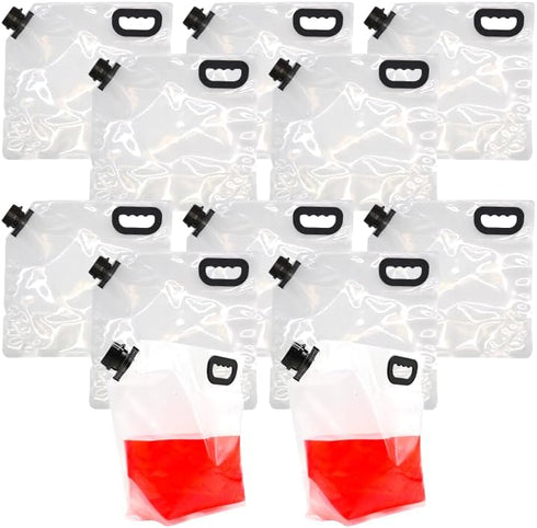 FUJIDENSO 12 Pack 1.3 Gallon 5 Liter Food Grade Drink Carrier Water Pouch