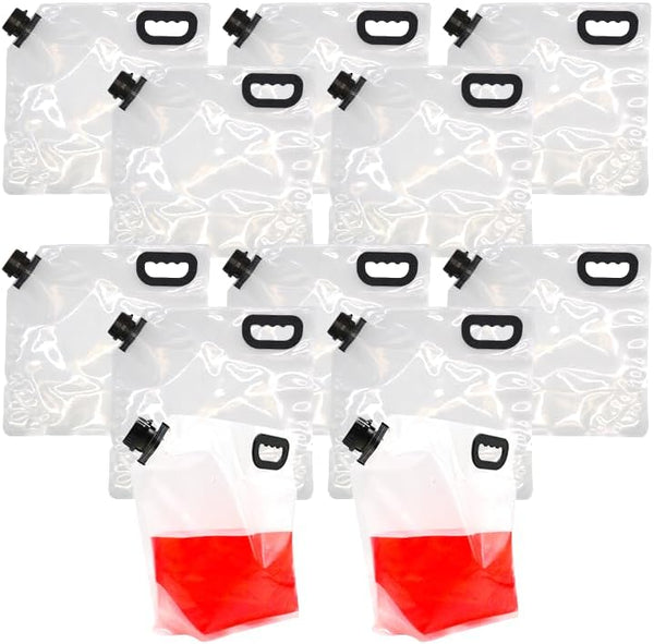 FUJIDENSO 12 Pack 1.3 Gallon 5 Liter Food Grade Drink Carrier Water Pouch