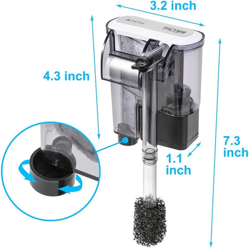 DaToo Aquarium Hang On Filter Small Fish Tank Hanging Filter Power Waterfall Filtration System
