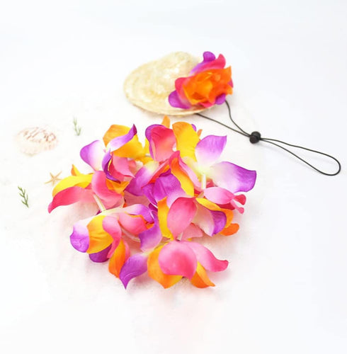 PRETYZOOM Straw Puppy Hat - 1 Set of Pet Dog Hawaiian Costume with Flower Collar and Garland