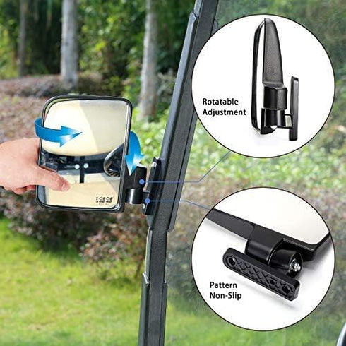 Universal Golf Cart Rear View Mirror Kit, Wide Convex and Folding Side View Mirrors for Club Car, EZGO