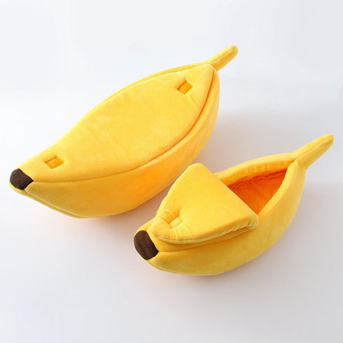 Creative Banana Shape Dog Cat Bed, Cute Banana Puppy Pad Kennel, Warm Soft Pet Supplies for Kitten Puppy (Small)