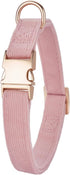 Soft Adjustable Dog Collar with Metal Buckle, Durable Comfort Cotton Corduroy for Large Medium Small Dogs, Light Pink