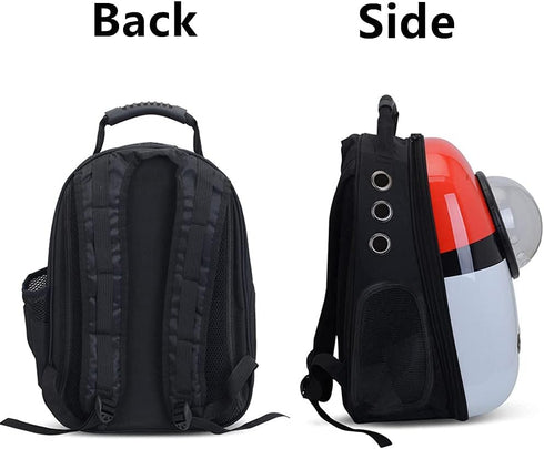 Pet Travel Carrier, Cat Dog Dome Space Capsule Backpack, Portable Waterproof Breathable Knapsack for Hiking (Blue/White)