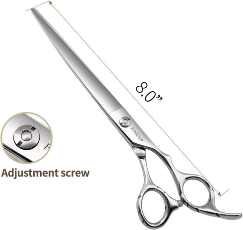 Straight Dog Grooming Scissors, 8.0'' Professional Shears for Thick Coat Medium Large Dog Cat