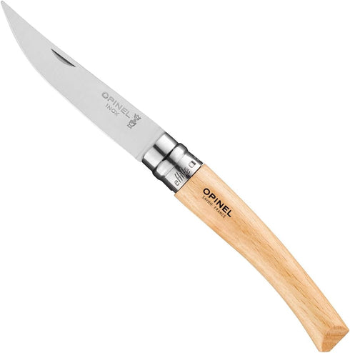 Opinel Effile Slimline Folding Fillet Knife, Slim Blade with Virobloc Locking Collar, Beechwood Handle (No.08)