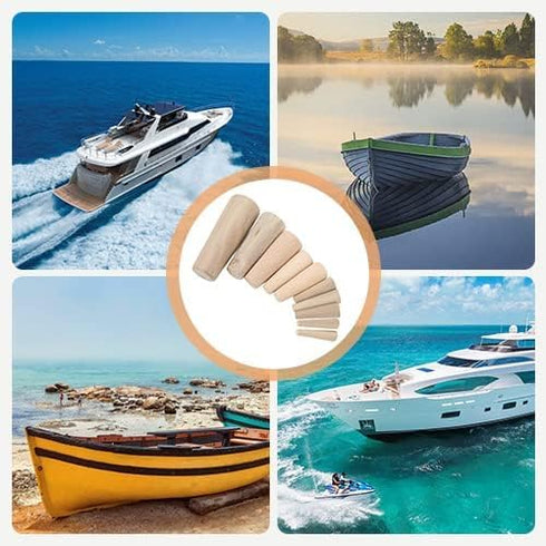 Tissting 10Pcs Marine Tapered Conical Thru-Hull Emergency Soft Wood Plugs Kit for Boats and Fishing