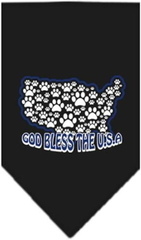 Mirage Pet Products God Bless USA Screen Print Bandana for Pets, Large, Black