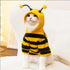 Halloween Dog Bee Costumes, Yellow Bumblebee Hoodies for Small Dogs, Winter Cat Clothes, Chihuahua, D-Ring, Small
