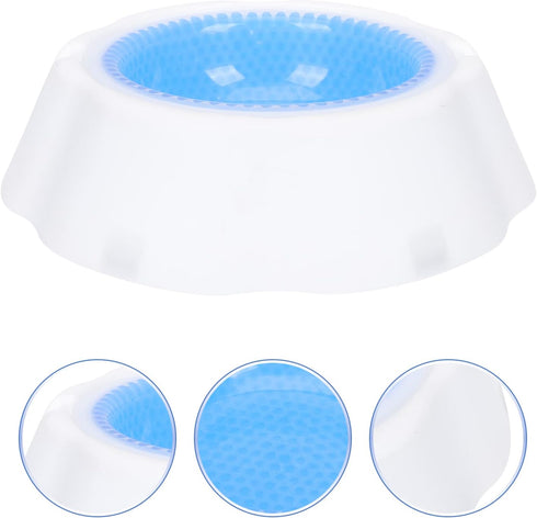 LUOZZY Pet Cooler Bowl for Dogs, Kitten Bowl, Frosty Water Bowl for House Summer Drinking (Blue)