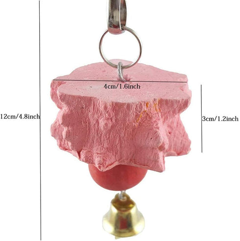 Bird Grinding Beak Calcium Stone with Bell, 6-Pcs Chewing Toys for Chinchilla, Bunny, Budgie
