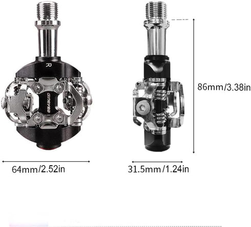 Mountain Bike Clipless Pedals Compatible with Shimano SPD, Easy Clip in & Out