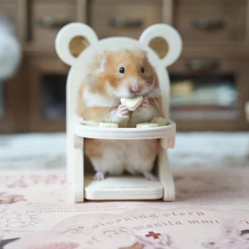 WCDJOMOP Handmade Wooden Hamster Dining High Chair - Small Animal Cage Accessories Habitat Decor House Photo Props