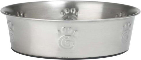 PetRageous 60050 Cayman Classic Non-Skid Stainless Steel Bowl, 12-Cup Capacity, 9.5-Inch Diameter, Metallic