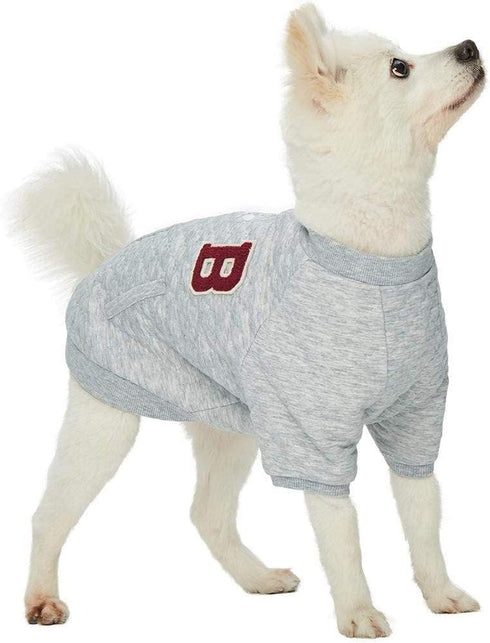 Blueberry Pet Soft & Comfy Baseball Fans Favorite Argyle Jacquard Pullover Dog Sweatshirt, Grey, Back Length 12"