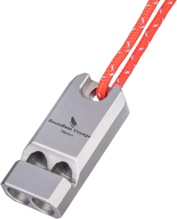 iBasingo 1 Pack Titanium Emergency Whistle, Loud Survival Safety Gear with Lanyard for Outdoor Hiking, Coaches, Training