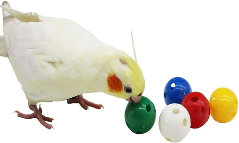 QBLEEV 5 Pack Colorful Bird Bell Balls - Chewing Playing Training Toy for Parrot, Cockatiel, Budgie, Random Color