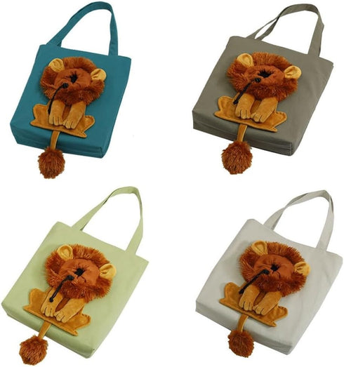 Cat Carrier Tote Bag with Lion Face Hole, Cute Lion Shaped Canvas Bag for Small Dogs and Cats, Portable Carrying Bag