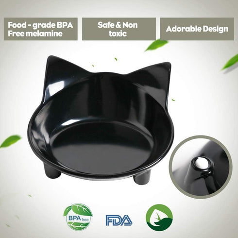 Skrtuan Non-Slip Cat Bowl, BPA Free Melamine, Easy to Clean Shallow Design for Cats