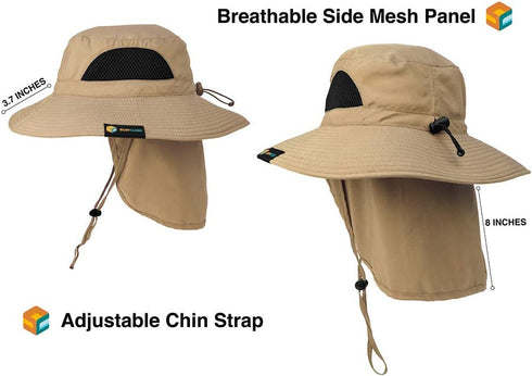 SUN CUBE Wide Brim Sun Hat for Men and Women, Fishing UV Protection, UPF 50+