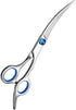Curved Pet Hair Grooming Scissors, Professional Dogs Cats Shears, Heavy Duty Titanium Stainless Steel with Safety Round