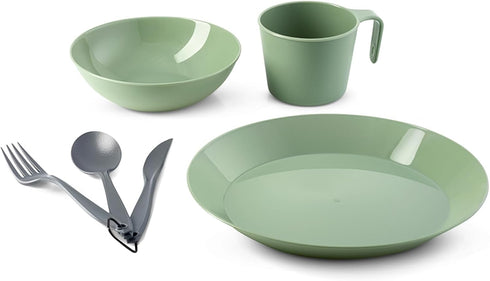 GSI Outdoors Cascadian 1-Person Table Set – Eco-Friendly Sage Color, Includes Mesh Bag