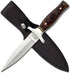 MTech USA Fixed Blade Knife, Satin Finish Stainless Steel Blade, Brown Wood Handle, Includes Nylon Sheath - MT-20-03