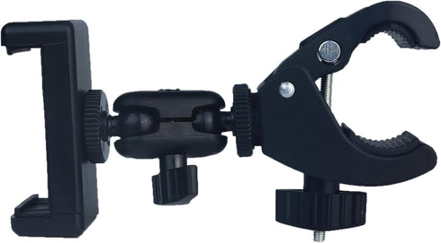Phone Holder with Clamp for Golf Cart, Universal Mount Holder for Bicycle, Wheelchair, Stroller Mic Stand