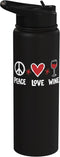 Wine Drinker Humor Tee Winery Life Wine Sommelier Peace Love Wine Lover Sommelier Drinking Party Winemaker Tee Stainless Steel Insulated