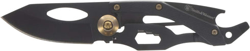 Smith & Wesson 5.5in Multi-Tool Folding Knife, 2in Drop Point Blade, S.S. Handle for Outdoor, Tactical & EDC