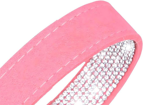 Bling Dog Collar, Rhinestone Sparkle Fancy Leather Collar for XXS to XXL Dogs, Red XS